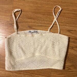 Zara Off-White Textured Knit Top